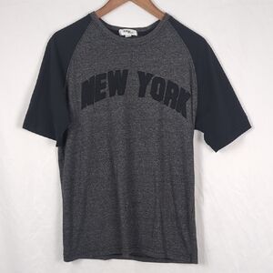 US MODA Men's Black Gray New York Raglan T-Shirt Large